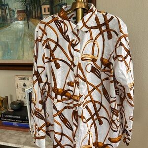 Ralph Lauren White and Brown Chain Print Shirt